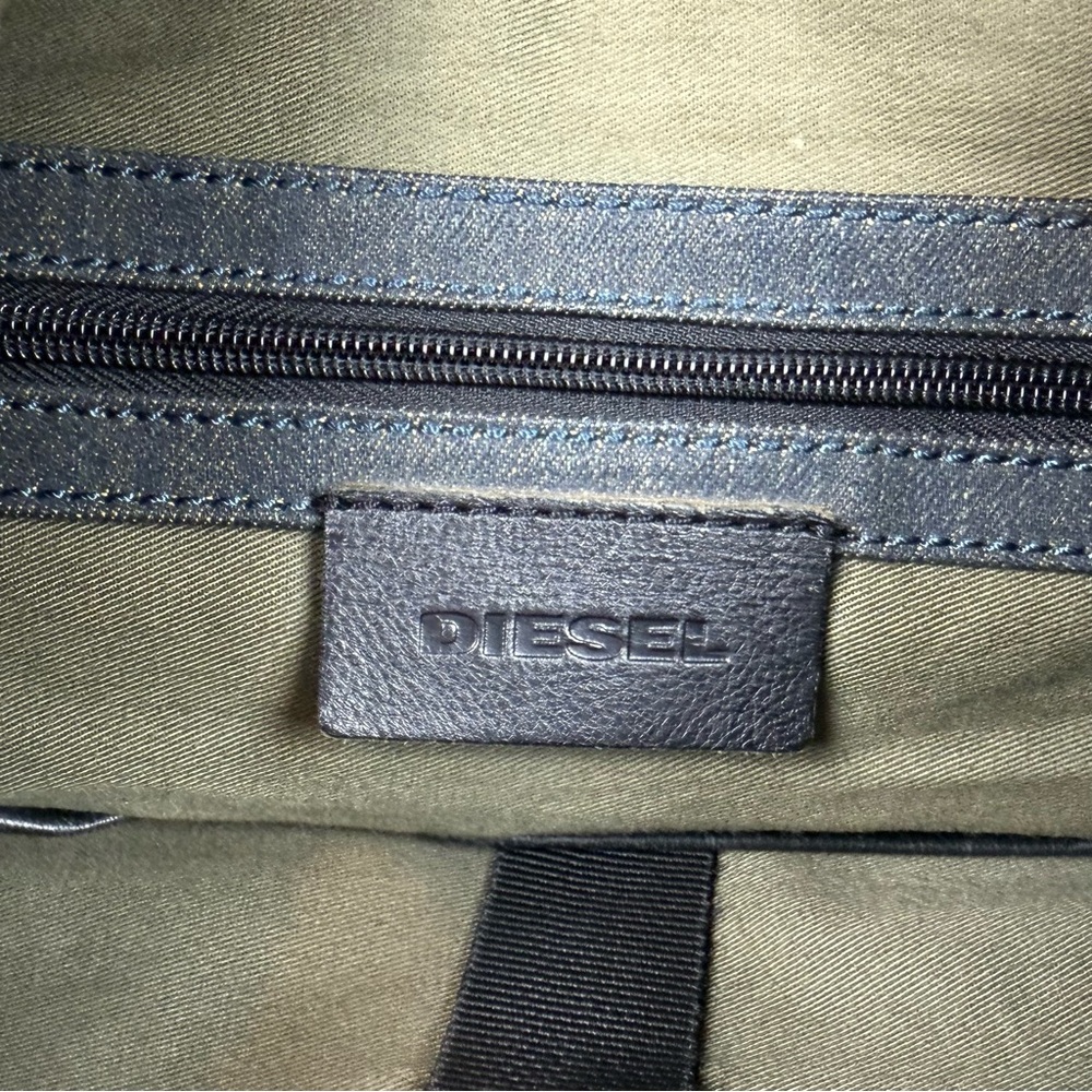 Diesel Waxed Denim De Breaking Backpack Dark Blue/Black Metal Buckles - Picture 3 of 13